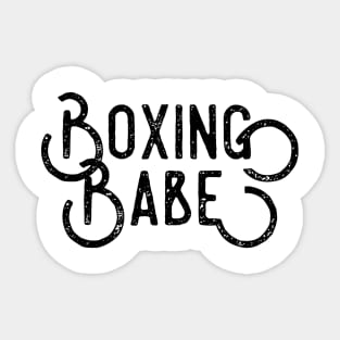 Boxing babe black distressed text female fighter design for women boxers Sticker